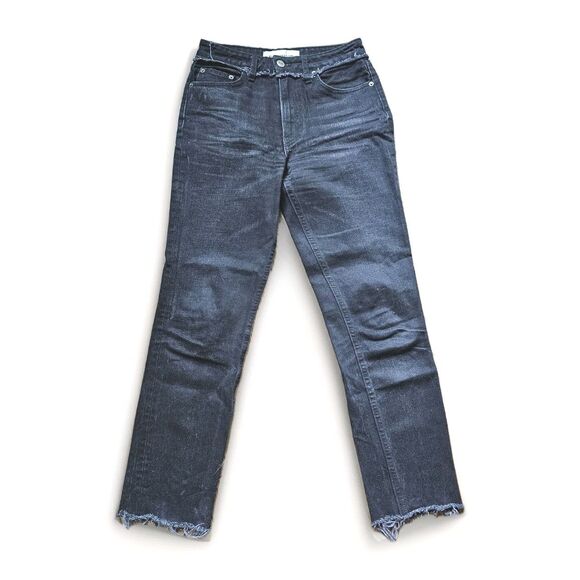 Reformation Size 24 Julia Jean Euphrates Black Mid-rise Straight Leg Denim LY205 - Picture 1 of 7